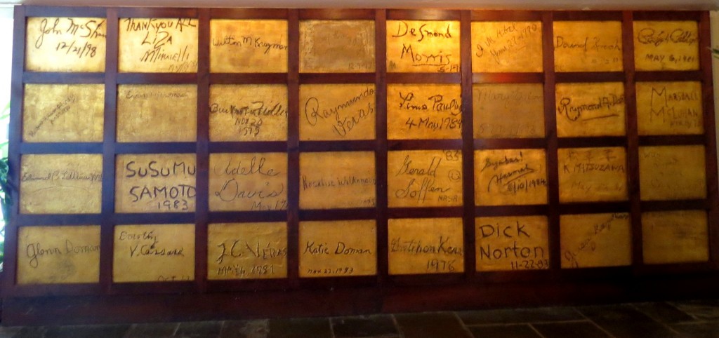 This Golden Wall in the Auditorium at The Institutes campus in Philadelphia displays the signatures of many collaborators.